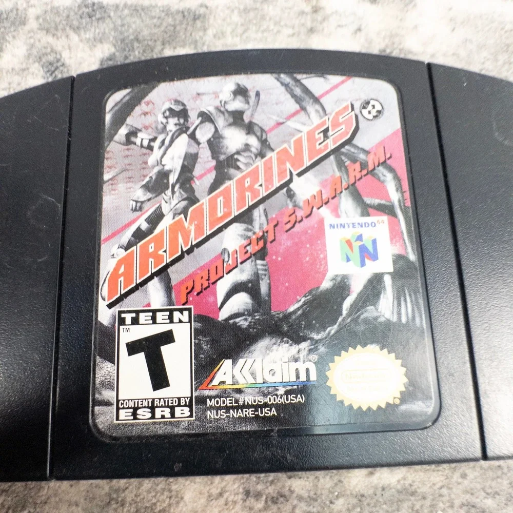 Armorines Project SWARM Nintendo 64 N64 Black Cartridge Acclaim FPS Sci-Fi